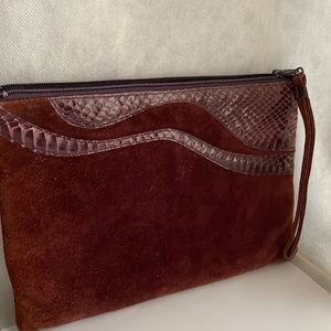 Vintage designer Ruth Saltz suede clutch